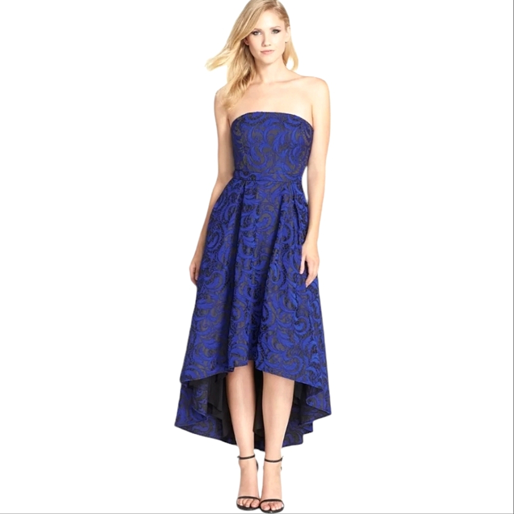 JS Collections Royal blue /Black Strapless High-low Party Dress Ballgown